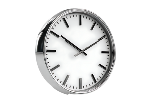 Elegant wall clock with a modern design, perfect for illustrating time management concepts, deadlines, and productivity in business presentations and marketing materials