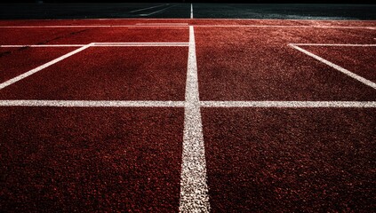 Fototapeta premium Red running track surface with white lines
