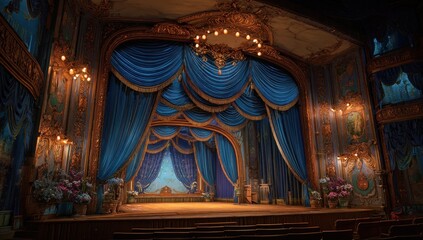 Fototapeta premium Grand theater stage, rich decor