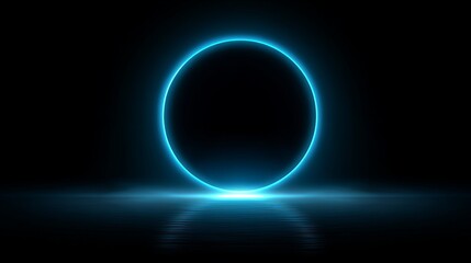 Obraz premium Glowing Blue Ring on Water, Abstract , Circle