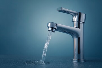 Modern faucet with flowing water
