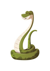 Green snake, vector illustration.