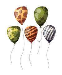 Set of jungle style balloons. Vector illustration