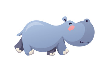 Cute hippopotamus character, vector illustration.