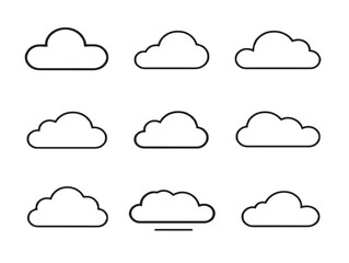 Stylish cloud icons set in modern vector artwork