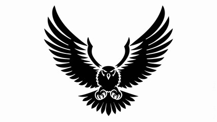 Obraz premium Black silhouette of an owl with wings spread wide and talons visible on a white background design vector | editable eps vectors