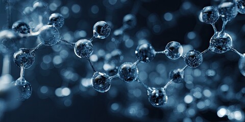 Abstract representation of molecular structure.  Dark tones, bokeh