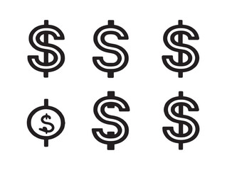 Elegant dollar sign icons set with fine line details
