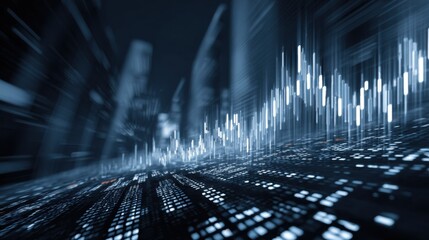 Crisp medium shot presenting increasing stock market data merged with a multifacility hospital system representing sustainable growth in the healthcare sector.