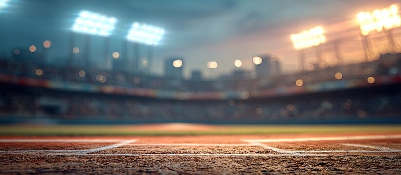 Baseball stadium at twilight
