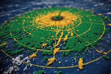 Radar map, close-up.  Green and yellow dots