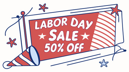 Labor day sale banner with stars and stripes patriotic design for promotional marketing and advertising
