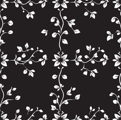 Seamless black and white floral viral pattern