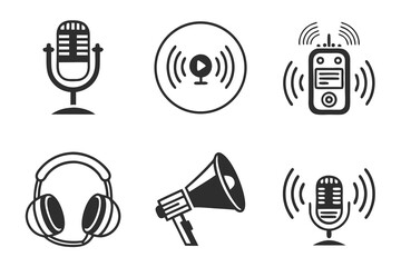 set of retro music icons