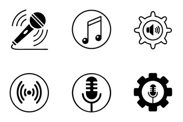 black and white icons set