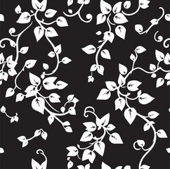 Seamless black and white floral viral pattern