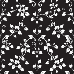 Seamless black and white floral viral pattern