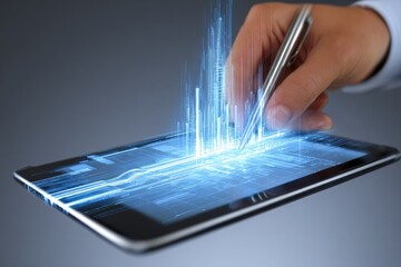 Hand drawing digital graphs on tablet