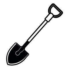 Vector art of shovel isolated on white background