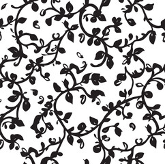 Seamless black and white floral viral pattern