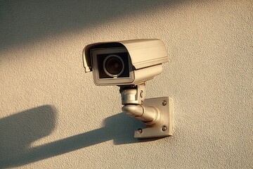Security camera mounted on a wall