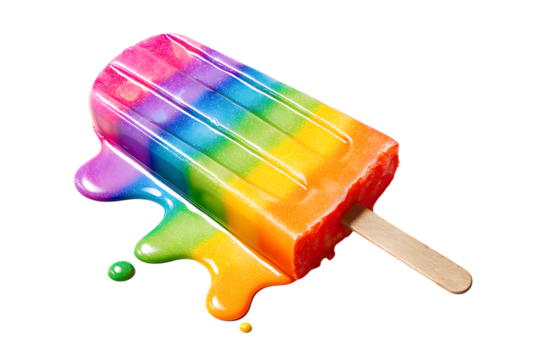 Indulge in summer vibes with this vibrant rainbow popsicle, a sweet treat melting with delicious colors, perfect for joyful moments and colorful celebrations