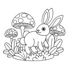 Fototapeta premium printable bunny baking cookies black outline