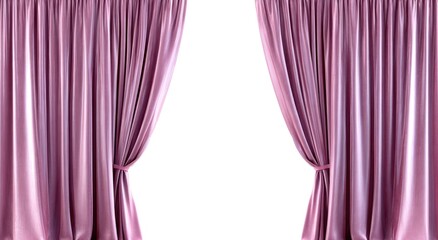 Pink drapes open wide, dramatic