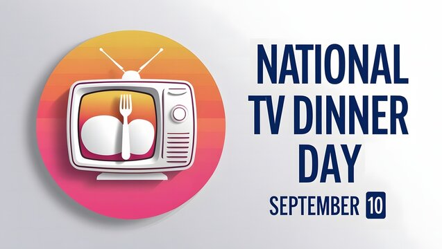 Celebrate National TV Dinner Day on September 10 with a retro TV graphic featuring crossed fork and knife inside the screen.