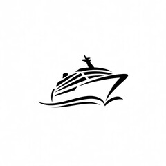 Yacht ship line flat icon on white background