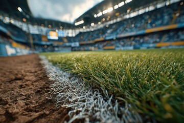 Close-up of a stadium's field