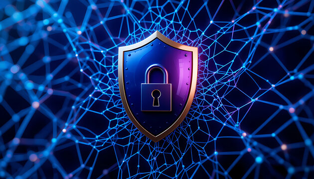 abstract fire sparkling cloud shape cyber security lock with glowing connected points , vibrant colors theme, minimalist, cyber security theme, shimmering glowing particles Quincy style,