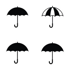 Umbrella silhouette collection rain protection icons weather symbols vector illustration