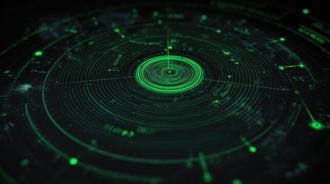 Abstract futuristic digital interface.  Circular graphic