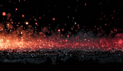 Sparkling fiery particles against a dark backdrop
