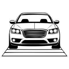 Car on a crosswalk isolated on white background