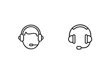 Headset icons for customer support headphones microphone