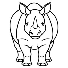 Stylized rhino drawing isolated on white background
