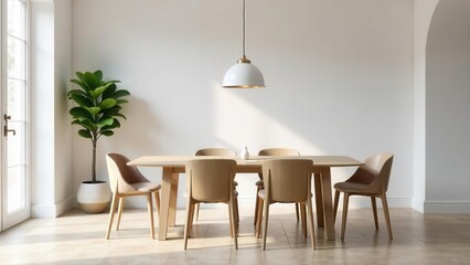 Modern Minimalist Dining Room Interior Design with Natural Light and Simple Decor