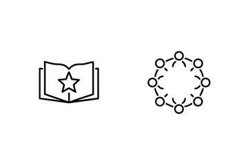 Open book with star icon and circular connection icon