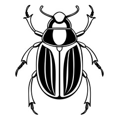 Stylized black and white beetle illustration isolated on white background