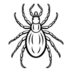 Black and white illustration of a tick isolated on white background