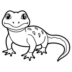 Fototapeta premium Cute cartoon lizard isolated on white background