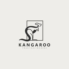 Kangaroo animal logo simple minimalist design Illustration of a wallaby kangaroo
