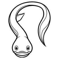 Cute tadpole larva isolated on white background