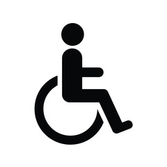Black silhouette icon of a person in a wheelchair on a white background Vector illustration of