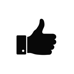 Black silhouette of a hand giving a thumbs up on a white background gesture Vector illustration of