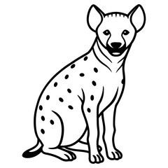 Spotted hyena sitting, isolated on white background