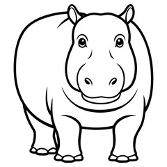 Friendly cartoon hippo isolated on white background