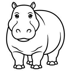 Cute cartoon hippopotamus isolated on white background
